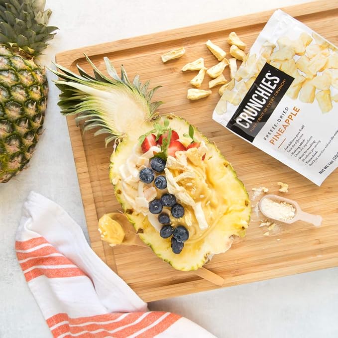 Crunchies Freeze-Dried Fruits, 100% All Natural Crispy Fruit, Non GMO and Kosher, Resealable Freeze Dried Fruit Snack Packs, Pack of 6 (Pineapple)