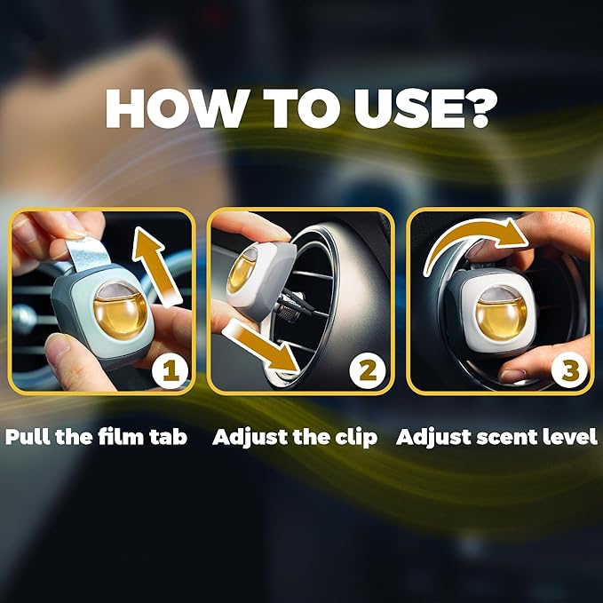 Air Jungles French Osmanthus Scent Car Air Freshener Clip, 6 Vent Clips, 4ml Each, Long Lasting Air Freshener, Up to 180 Days Car Refresher Odor Eliminator