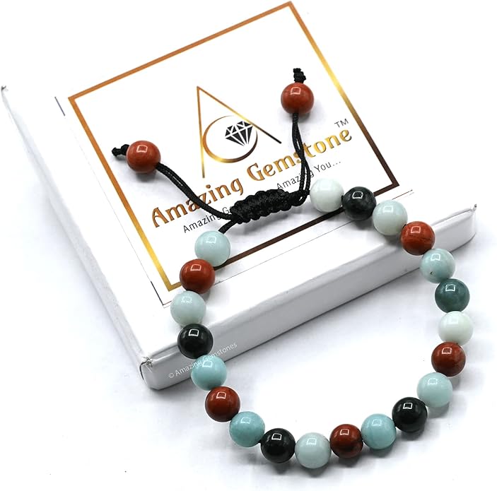 Natural Healing Crystal Bracelet for Women - Mens Bracelet Energy Balancing Gemstones Set - Adjustable Stone Bead Bracelet for Men and Women - Chakra Crystal Therapy Accessory, Meditation