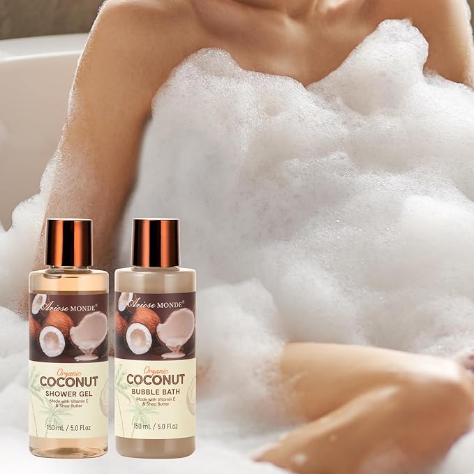 Spa Gift Baskets for Women, Coconut XL Bath Gift Set 17Pcs with Shower Gel, Bubble Bath, Hand Cream, Bath Salt, Essential Oil, Luxury Bath and Body Spa Kit for Mother's Day