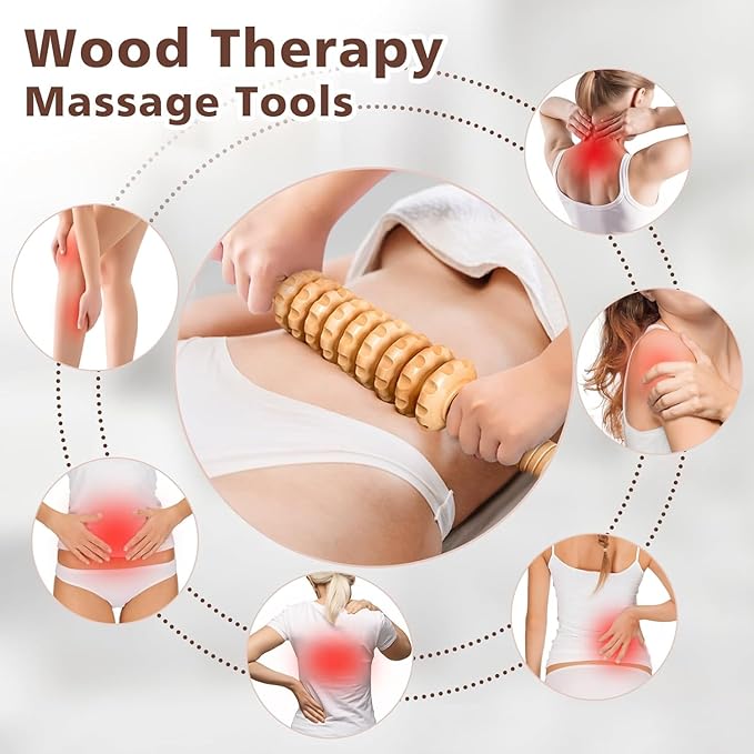 JUANWAN 12-in-1 Wood Therapy Massage Tools Lymphatic Drainage Massager Wooden Massage Body Sculpting Tools Maderoterapia Kit Wood Therapy Tools for Muscle Pain Relief Body Shaping Anti-Cellulite