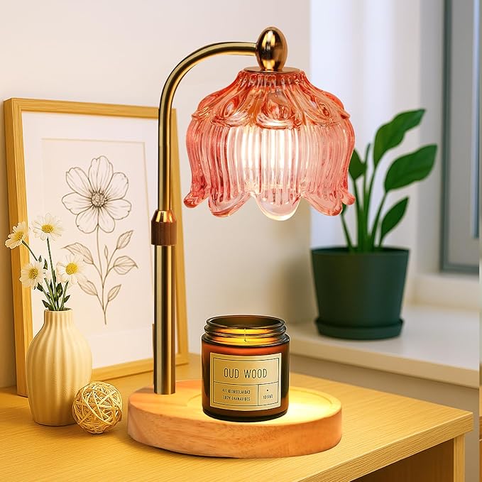 GEEZO Fragrance Candle Warmer Lamp,Electric Candle Warmer with Timer & Dimmer,Mom Christmas Birthday Gifts for Women, House Warming Gifts New Home Bedroom Decor