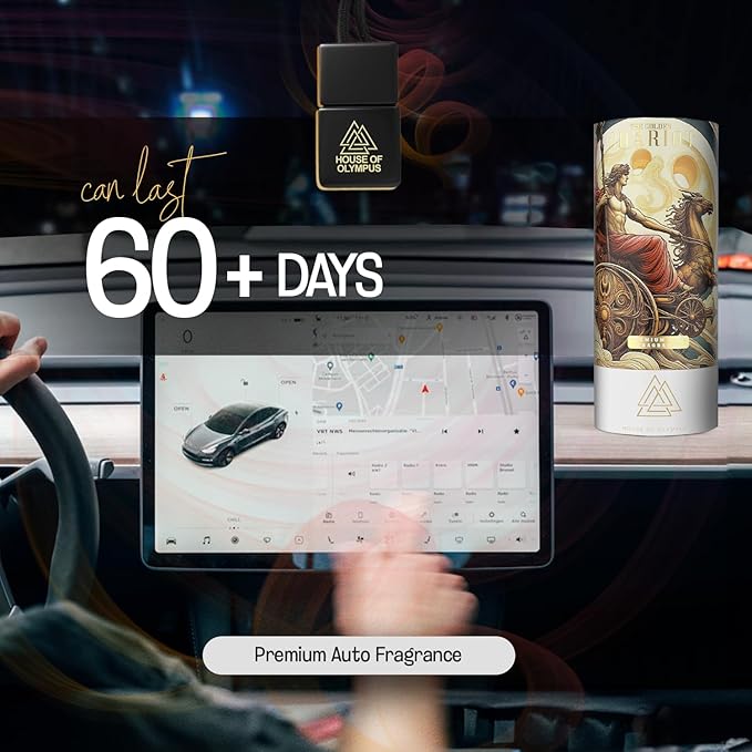 The Golden Chariot Car Air Freshener and Diffuser - 100% Natural Essential Oils - Luxury Car Scent by House of Olympus - Made in USA