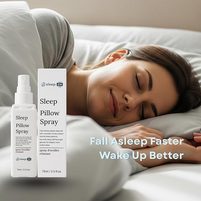 Lavender Pillow Sleep Spray โ Natural Relaxation and Calming Mist with Essential Oils for Deep Sleep โ Use with Sleep ZM Blue Light Glasses โ 2.5 fl oz Home and Travel Size Aromatherapy Spray
