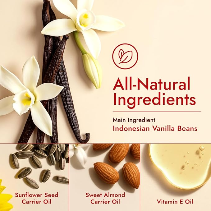 H'ana Relaxing Massage Oil - 6.76 Fl Oz - 100% Pure Natural for Vanilla Body Spa Quality, Calming, Sore Muscle Massage Oil with Moisturizing - Men and Women