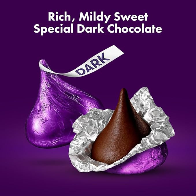 Dark Chocolate Kisses, 3lb Pack of Dark Chocolate Individually Wrapped, Ideal Purple Candy Bulk for Parties and Gatherings, Perfect Kisses Chocolate for Candy Buffets, Gift Baskets, and Sweet Treats