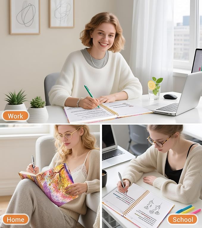 Lined Spiral Notebook Journal for Women, 200 Pages Cute Notebooks 8.5” x 11”, A4 Large Hardcover Spiral Journals with 100 GSM Thick Paper, College Ruled Notebook for Writing Work School, Autumn Tree