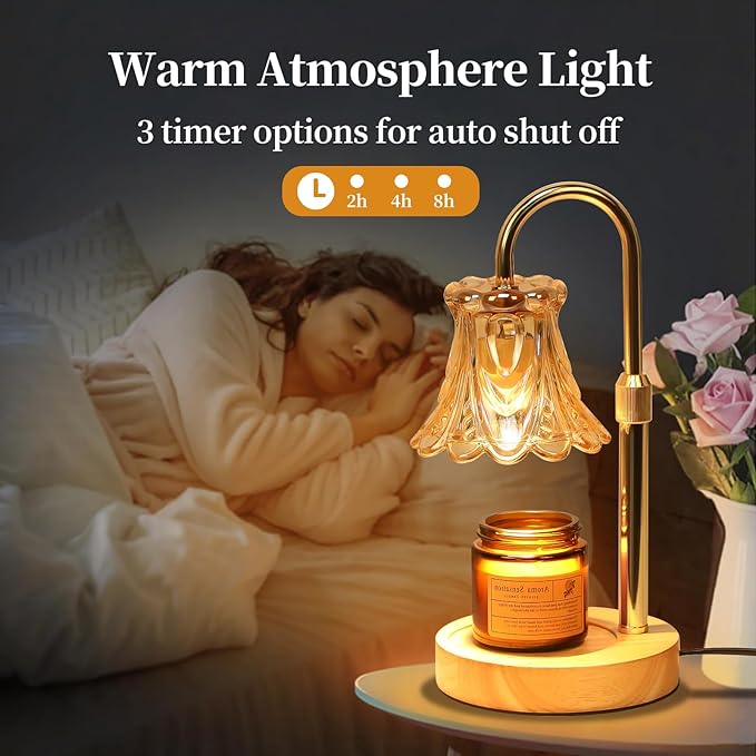 GEEZO Fragrance Candle Warmer Lamp,Electric Candle Warmer with Timer & Dimmer,Mom Christmas Birthday Gifts for Women, House Warming Gifts New Home Bedroom Decor