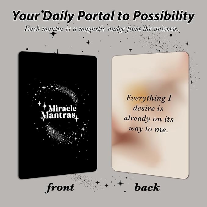 Miracle Mantras Affirmation Deck, Mindfulness Affirmation Cards for Women & Men, 62 Daily Positive Motivation Self-Love Cards, Miracle Mantras Gift for Friend, Sister, Coworkers, Employee Gifts