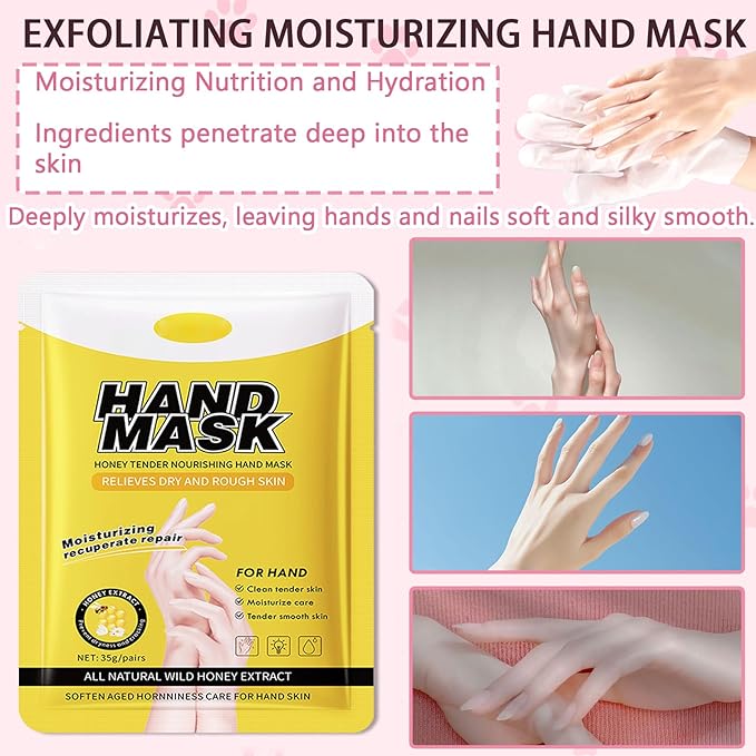 6PCS Hand Masks,Hydrating Hand Masks Moisturizing Gloves Overnight for Dry Cracked Hands,Daily Hand Care Hand Masks Gift Set for Women and Men L