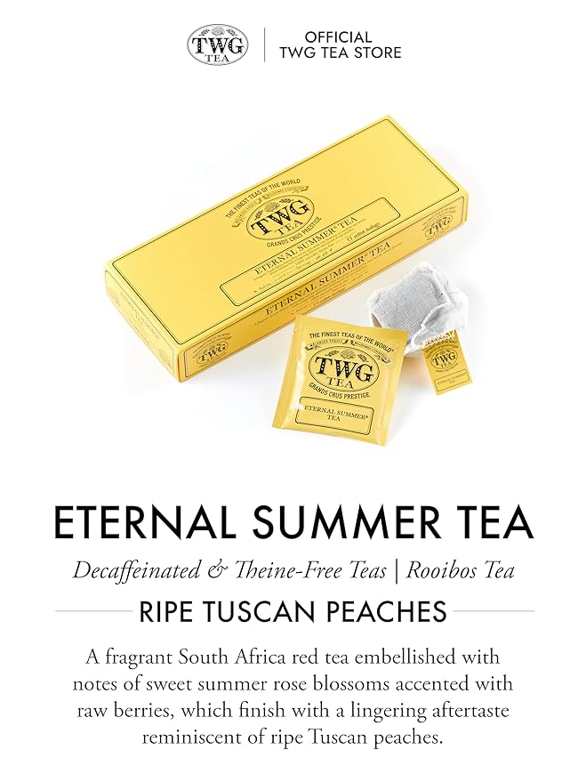 TWG Tea | Eternal Summer Tea | Rooibos Tea | Flowers & Redcurrant | 15 Hand Sewn Cotton Teabags | Gift Set