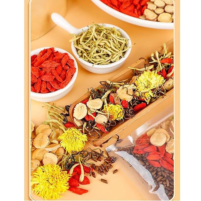 Goji Berry Chrysanthemum Tea, Kidney & Liver Detox Tea, Dandelion Wolfberry Chinese Chrysanthemunn Cassia Seed Tea Bags with Eight Herbal Ingredients (2Box/30 Bags)