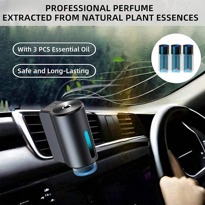 Car Air Freshener Diffuser with Three Adjustable, Rechargeable Car Diffusers, Car Fresheners Long Lasting (Cologne)