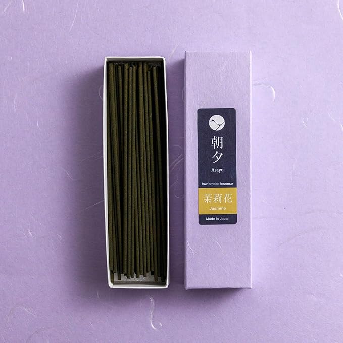 Asayu Japanese Low Smoke Jasmine Incense Sticks 20g Sample Size, 100% Made in Japan with Less Irritation, Non-Toxic Incense for Morning Energy, Yoga, Meditation or Mindfulness