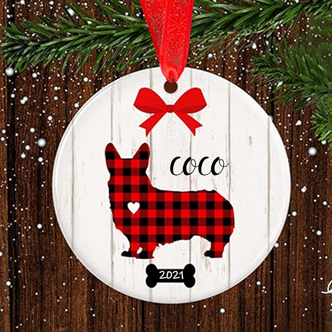 Corgi Christmas Ornament - Personalized Gift - Puppy Memorial - Holiday Decoration