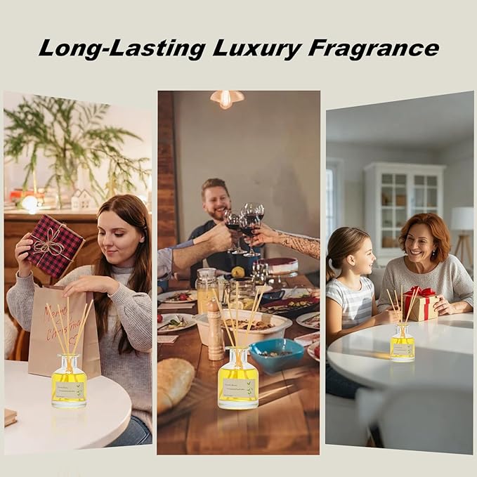 Reed Diffuser Essential Oil Set - Gardenia Fragrance Air Freshener (4.4 Fl Oz) for Home, Bathroom, Bedroom, Office Decor