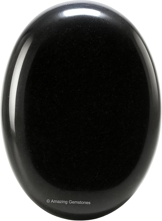 Amazing Gemstone Black Obsidian Crystals and Healing Stones - Large Palm Stone Crystals Piedra - Crystal for Good Luck, Balanced Positive Energy, Meditation - Unique Stocking Stuffers & Birthday Gift