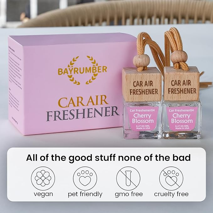 Car Air Freshener Hanging Diffuser – Long-Lasting Essential Oil Scent (Up to 60 Days) – Non-Toxic & Eco-Friendly – 2-Pack Auto Fresheners Made in USA