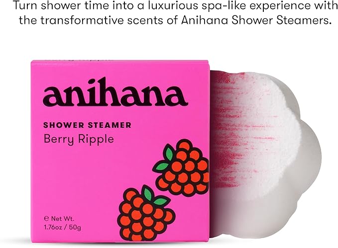 ANIHANA Shower Steamers 4 Pack, Paraben Free, Cruelty Free, Refreshing Berry Ripple Scent, 1.76 oz Each