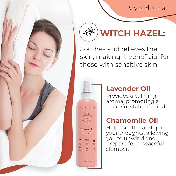 Namaste Bed & Linen Mist - Lavender Pillow Spray for Calm Sleep, 2000+ Uses