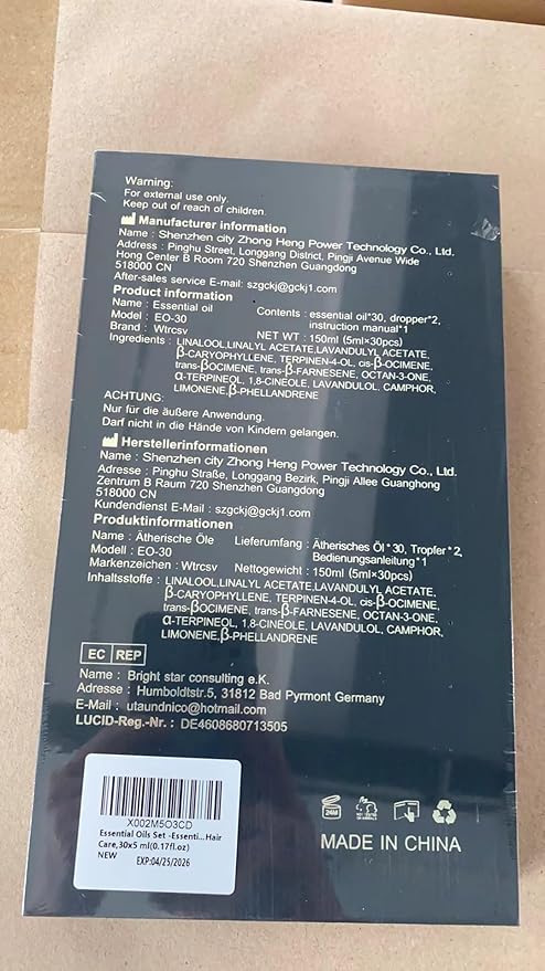 Essential Oils Set - Essential Oils - Perfect for Diffuser, Humidifier,Aromatherapy, Massage,Skin & Hair Care,30x5 ml