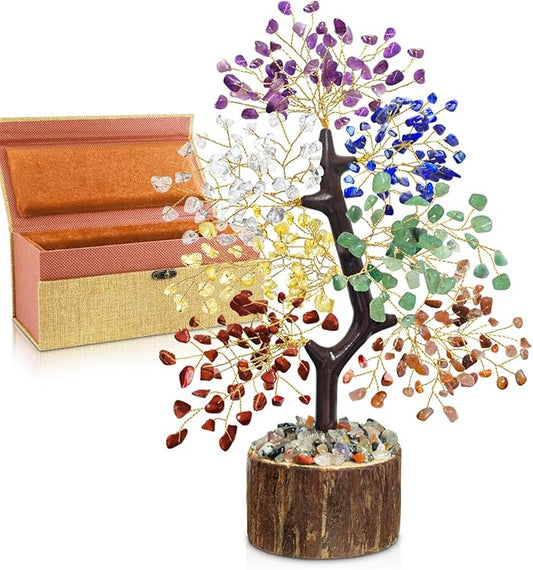 7 Chakra Crystal Tree of Life - Unique Birthday Gifts for Women, Healing Crystal Trees for Home Decor, Office Desk Decor, Positive Energy Spiritual Cleansing for Meditation Crystals and Healing Stones