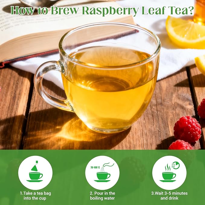 Raspberry Leaf Tea, 100% Natural & Pure Red Raspberry Leaf Herbal Tea Bags, Caffeine Free, Sugar Free, Non-GMO (50 Bags/1Pack)