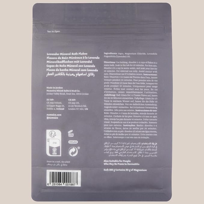 Dead Sea Magnesium Flake Bath Soak - 100% Pure Magnesium Chloride Flakes w/Lavender Infused Essential Oil (2.2 lb Bulk)