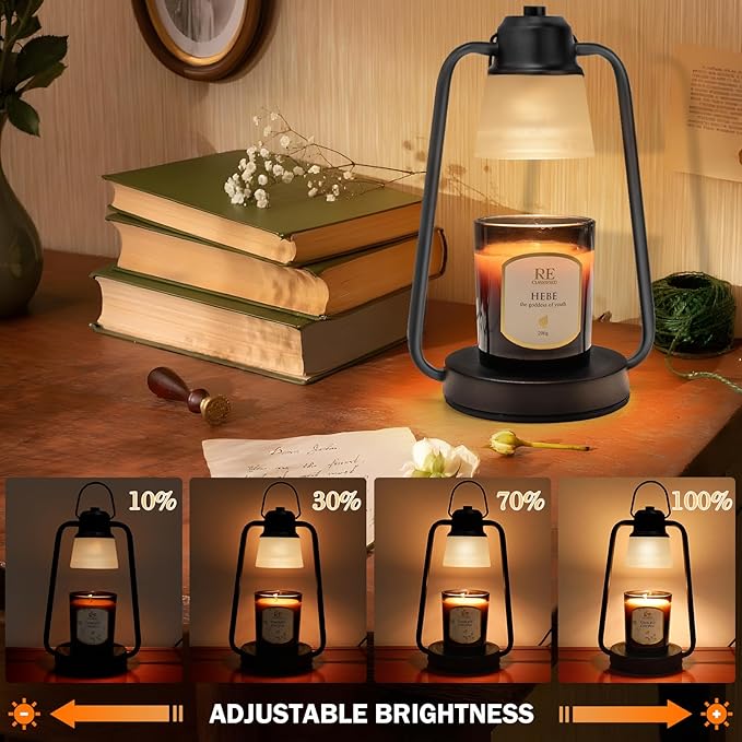 Candle Warmer Lamp with Timer Dimmer - Electric Modern Wax Melt Warmer Black Scented Jar Candles Light Birthday Gifts for Women Mom House Warming New Home Room Decor
