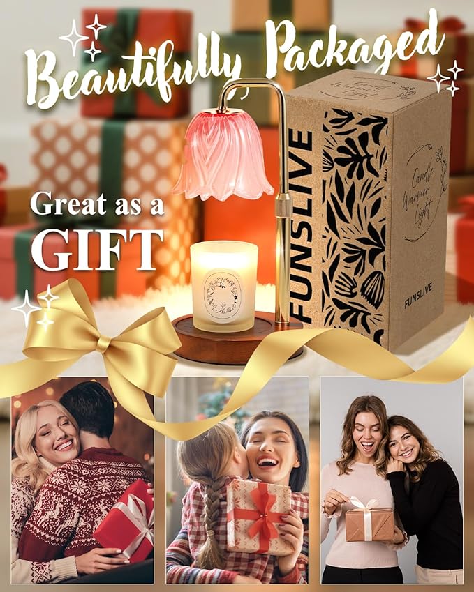 Flower Candle Warmer Lamp with Timer Dimmable, Candle Warming Light Height Adjustable, Christmas Gifts for Women, Candles Warmer Light for Jar Candles, House Warming Gifts New Home Decor