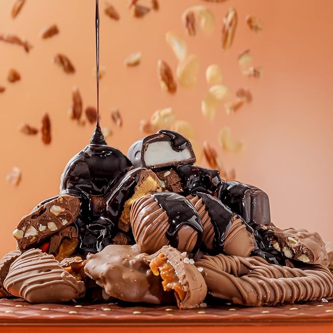 Thanksgiving Chocolate Gift Basket, Assorted Gourmet Dark and White Chocolate Truffles, Holiday Treats in Elegant Gift Box, Bonnie and Pop