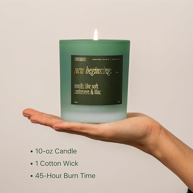 Benevolence LA New Beginnings Scented Candles | 10 oz, 40-50 Hour Burn, New Home Candle | House Warming Gifts for Women, Friends | Gift Idea for Promotion, Retirement - Notes of Cashmere & Lilac