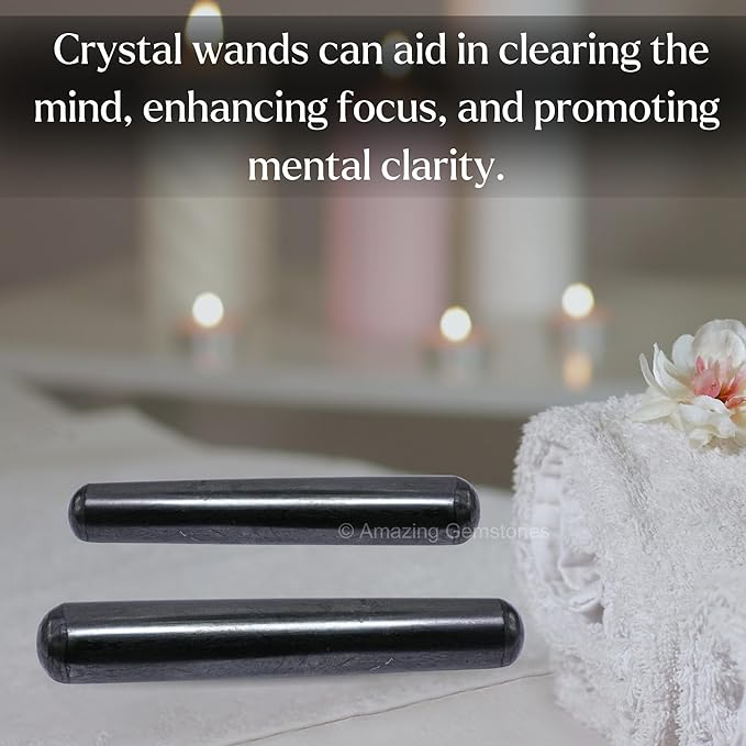 Amazing Gemstone Shungite Crystal Wand Massage Stick - Pelvic Wand Gua Sha for Adults - Crystals and Healing Stones Massage Wands for Adults Gifts (Smooth)