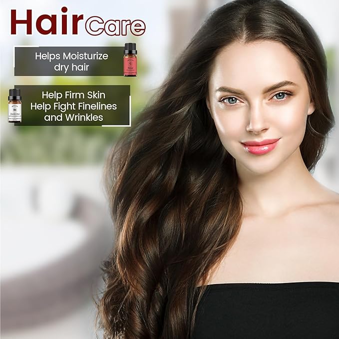 yethious Rose Essential Oil Jasmine Essential Oil for Diffuser, Hair, Skin, Body, Face, Perfume, Soap, Candle Making Rose Fragrance Oil Set Jasmine Oil Organic 2 X 10ML