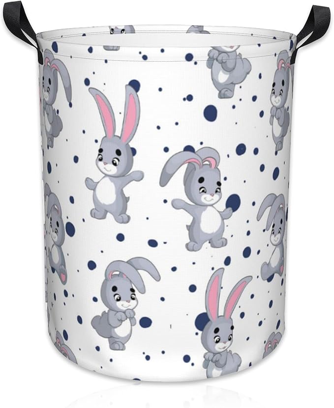 Laundry Basket Cartoon Rabbits Laundry Hamper Large Laundry Basket Storage Basket Tote Bag Collapsible Organizer Basket for Bathroom,Laundry,Bedroom 17.3 x16.5 Inch