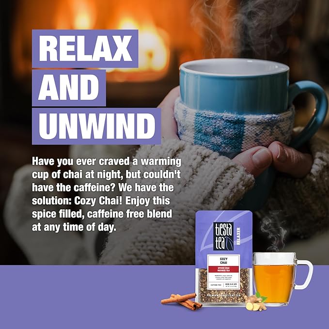 Tiesta Tea - Cozy Chai, Loose Leaf, Spiced Chai Rooibos Tea, Premium Caffeine-Free Herbal Blend, Makes Hot or Iced & Up to 25 Cups, 2.5oz Resealable Pouch