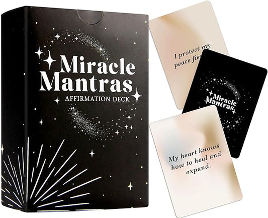 Miracle Mantras Affirmation Deck, Mindfulness Affirmation Cards for Women & Men, 62 Daily Positive Motivation Self-Love Cards, Miracle Mantras Gift for Friend, Sister, Coworkers, Employee Gifts