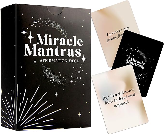 Miracle Mantras Affirmation Deck, Mindfulness Affirmation Cards for Women & Men, 62 Daily Positive Motivation Self-Love Cards, Miracle Mantras Gift for Friend, Sister, Coworkers, Employee Gifts
