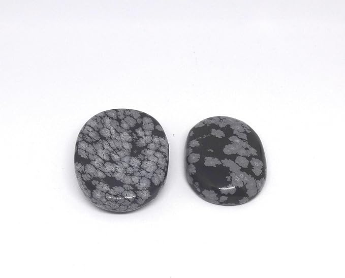 L PEDRA & CRYSTAL Worry Stone A Handheld Comfort to Ease Stress, Enhance Focus, and Promote Inner Peace (Snowflake obsidean Worry Stone)
