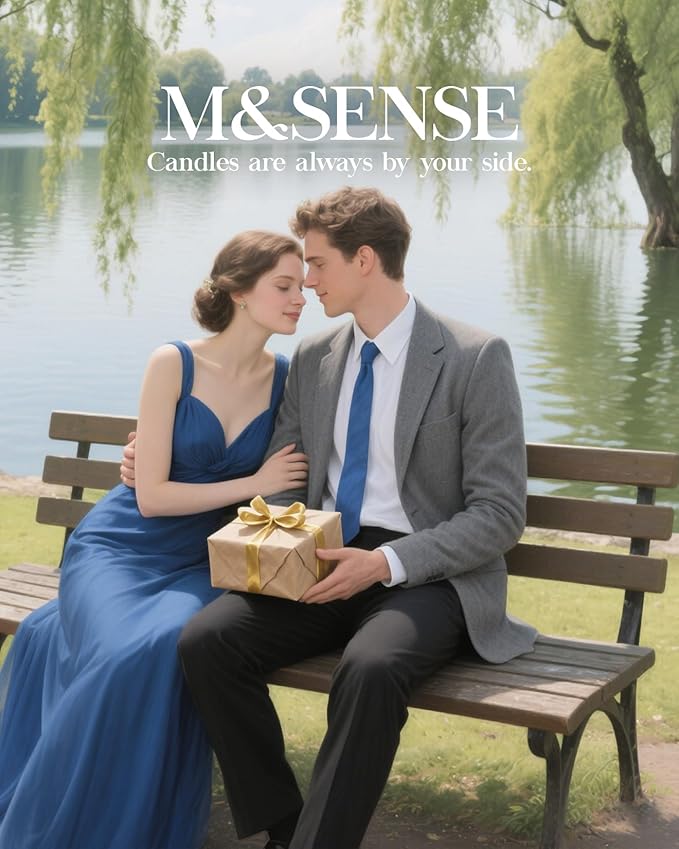 M&SENSE Ocean Waters Scented Candles Large Beach Candle, Summer Soy Candles 21.2oz 120 Hour Slow Burning,Aromatherapy Candle for Stress Relief Meditation Relaxing