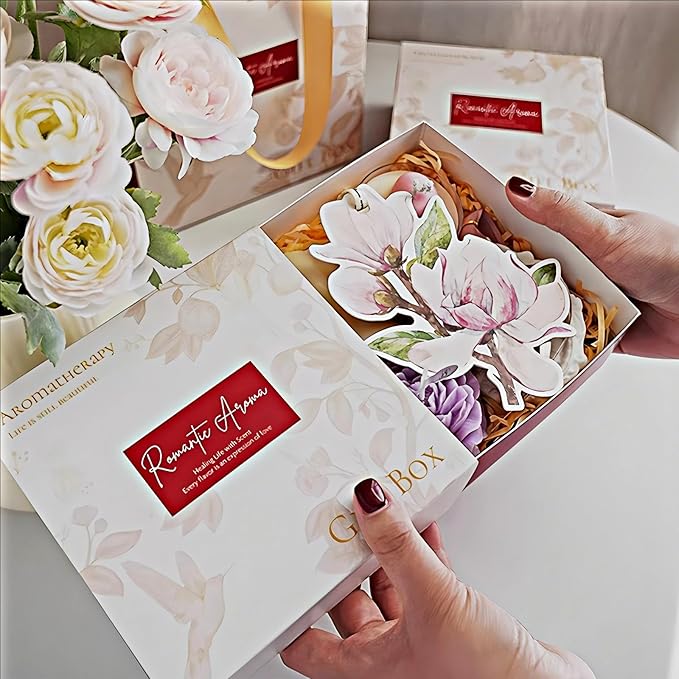 Romantic Aroma Aromatherapy Gift Box Set with Decorative Candles, Shell and Floral Design, White and Purple(5Pack)