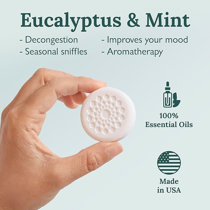 Gilden Tree Essential Oils Shower Steamers 100% Pure Eucalyptus Mint Long Lasting, Individually Wrapped, Spa Stress Relief Gifts for Women Made in USA