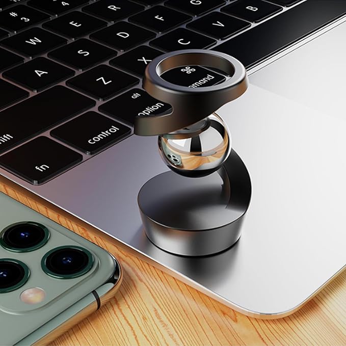 Kinetic Desk Toys, Desk Fidgets for Office for Adults, Fidget Toys for Kids with Autism, Metak Kinetic Spinning Desk Toy Ball (Black Silver)