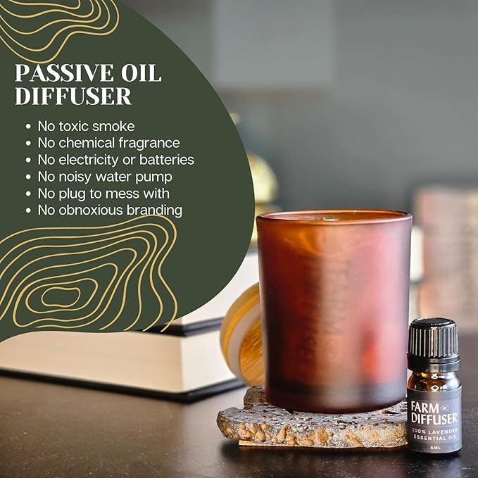 Lava Rock Diffuser and Lavender Essential Oil Set, Volcanic Stone Diffusers for Essential Oils, No Water, Non-Electric, Easy Aromatherapy Gift, Made in USA, Bedtime Self Care Ritual, Home Fragrance