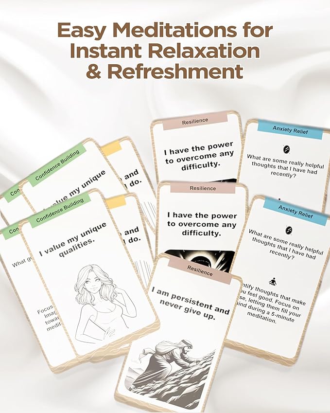 Daily Meditation Affirmation Cards for Men & Women - Positive Motivational Mental Health Therapy - Mindfulness Anti Anxiety & Stress Relief Gift, Inspirational Self Care Gifts 80 Card Deck with Quotes