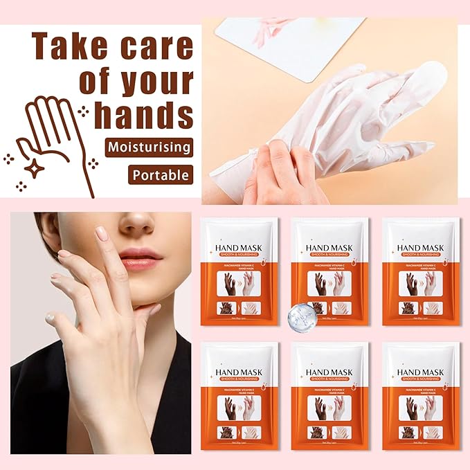 6 Pairs Hand Mask for Dry Cracked Hands,Nourishing Moisturizing Gloves,Hands Moisturizer for Deep Moisturizing,Silky Smooth Moisturizing Gloves,Hand Care Mask Set(F)