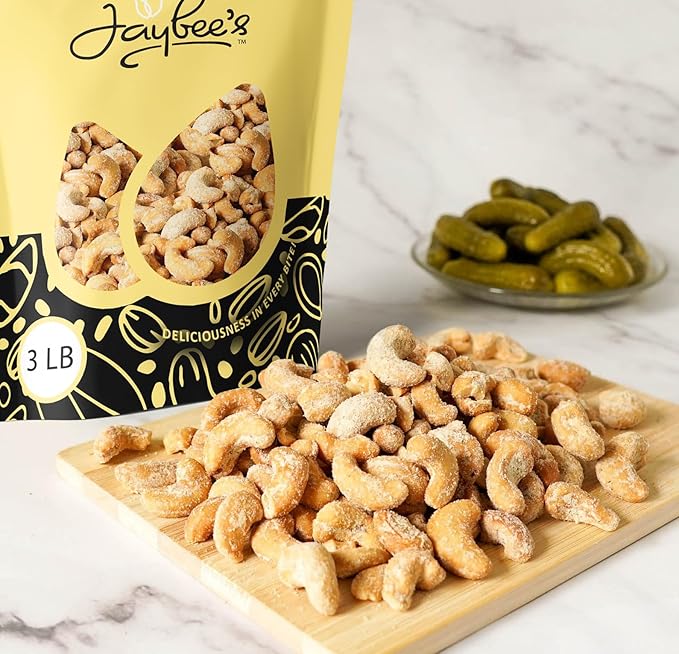 Dill Pickle Cashews 3 Pounds | Gourmet Roasted Cashews – Tangy, Savory, and Crunchy Snack – High-Protein, Vegan Friendly – Perfect for Snacking, Gifting, and Meal Prep | Jaybee's Nuts