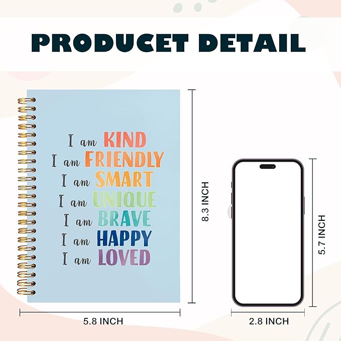 BearCake Notebook Journal, Blue Floral Notebook for Women,Journal for Women, Aesthetic Office Supplies Hardcover Spiral Notebook 5.5x8.3 634