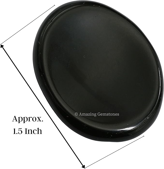 Amazing Gemstone Black Agate Worry Stone Crystals and Healing Stones - Worry Stones for Stress Relief Gifts - Piedra Crystal Fidget for Meditation - Unique Stocking Stuffers and Birthday Gifts