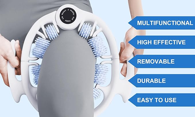 KESHWELL Muscle Massage Roller, Cellulite Remover Massager, Leg Massage Roller for Deep Tissue Relax. Fitness Massage Tool for Arm,Leg,Thigh,Neck,Back,Tennis Elbow.with Removable Handles. Blue